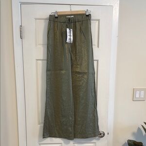 Zara Olive Green Drawstring Wide Leg Pants